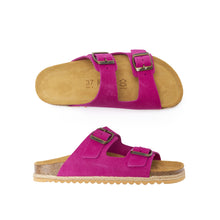 Load image into Gallery viewer, Magenta two-straps ALBERTO made with suede leather