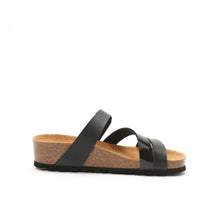 Charger l'image dans la galerie, Sandale à trois lanières OLIVIA en cuir éco noir