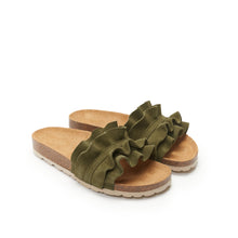 Carica l'immagine nel visualizzatore di Gallery, Green sandals SOFIA made with suede leather