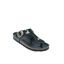 Load image into Gallery viewer, Black thong BLANCA BIG BUCKLE made with eco-leather