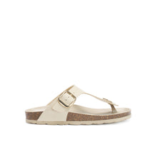 Load image into Gallery viewer, Beige thong BLANCA BIG BUCKLE made with eco-leather