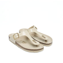 Load image into Gallery viewer, Beige thong BLANCA BIG BUCKLE made with eco-leather