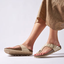 Load image into Gallery viewer, Beige thong BLANCA BIG BUCKLE made with eco-leather