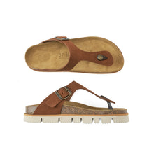Carica l'immagine nel visualizzatore di Gallery, Chestnuts thong BLANCA made with suede leather