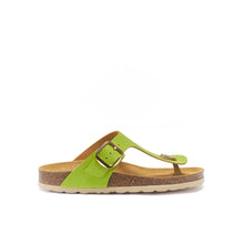 Load image into Gallery viewer, Green Tea thong BLANCA BIG BUCKLE made with eco-leather