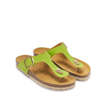 Load image into Gallery viewer, Green Tea thong BLANCA BIG BUCKLE made with eco-leather