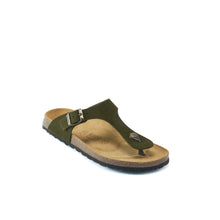 Load image into Gallery viewer, Moss Green thong DAVID made with suede leather