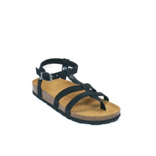 Load image into Gallery viewer, Black sandals NINA made with suede leather