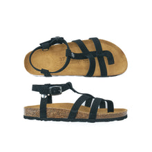 Load image into Gallery viewer, Black sandals NINA made with suede leather