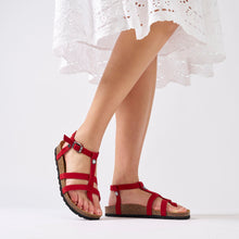 Carica l'immagine nel visualizzatore di Gallery, Red sandals NINA made with suede leather
