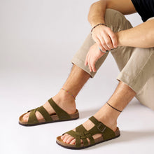 Carica l'immagine nel visualizzatore di Gallery, Moss Green multi-straps ALVARO made with suede leather