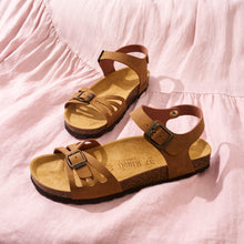 Carica l'immagine nel visualizzatore di Gallery, Cognac Brown sandals NEVA made with eco-leather