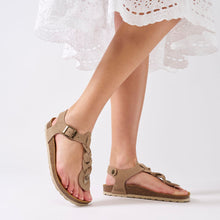 Carica l'immagine nel visualizzatore di Gallery, Taupe sandals AIDA made with suede leather
