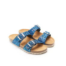 Load image into Gallery viewer, Navy two-strap sandals LORA made with glitter