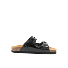 Load image into Gallery viewer, Black two-strap sandals ALBERTO made with eco-leather