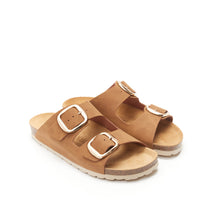 Charger l'image dans la galerie, Cognac Brown two-straps ALBERTO BIG BUCKLE made with eco-leather