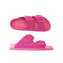 Load image into Gallery viewer, Fuchsia two-straps ANA made with suede leather