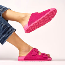 Load image into Gallery viewer, Fuchsia two-straps ANA made with suede leather