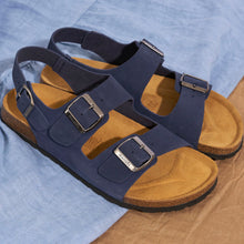 Charger l'image dans la galerie, Navy sandals CARLOS made with suede leather