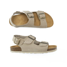 Load image into Gallery viewer, Taupe sandals CARLOS BIG BUCKLE made with nubuck leather