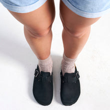 Carica l'immagine nel visualizzatore di Gallery, Black sabot clogs NOE made with nubuck leather