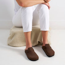 Load image into Gallery viewer, Brown sabot clogs NOE made with nubuck leather