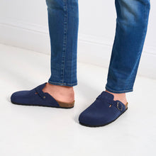 Load image into Gallery viewer, Navy sabot clogs NOE made with suede leather