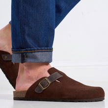 Load image into Gallery viewer, Dark Brown sabot clogs NOE made with suede leather