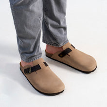 Load image into Gallery viewer, Taupe sabot clogs NOE made with suede leather