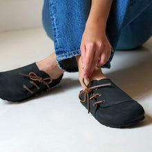 Charger l'image dans la galerie, Black sabot clogs ESTER made with nubuck leather