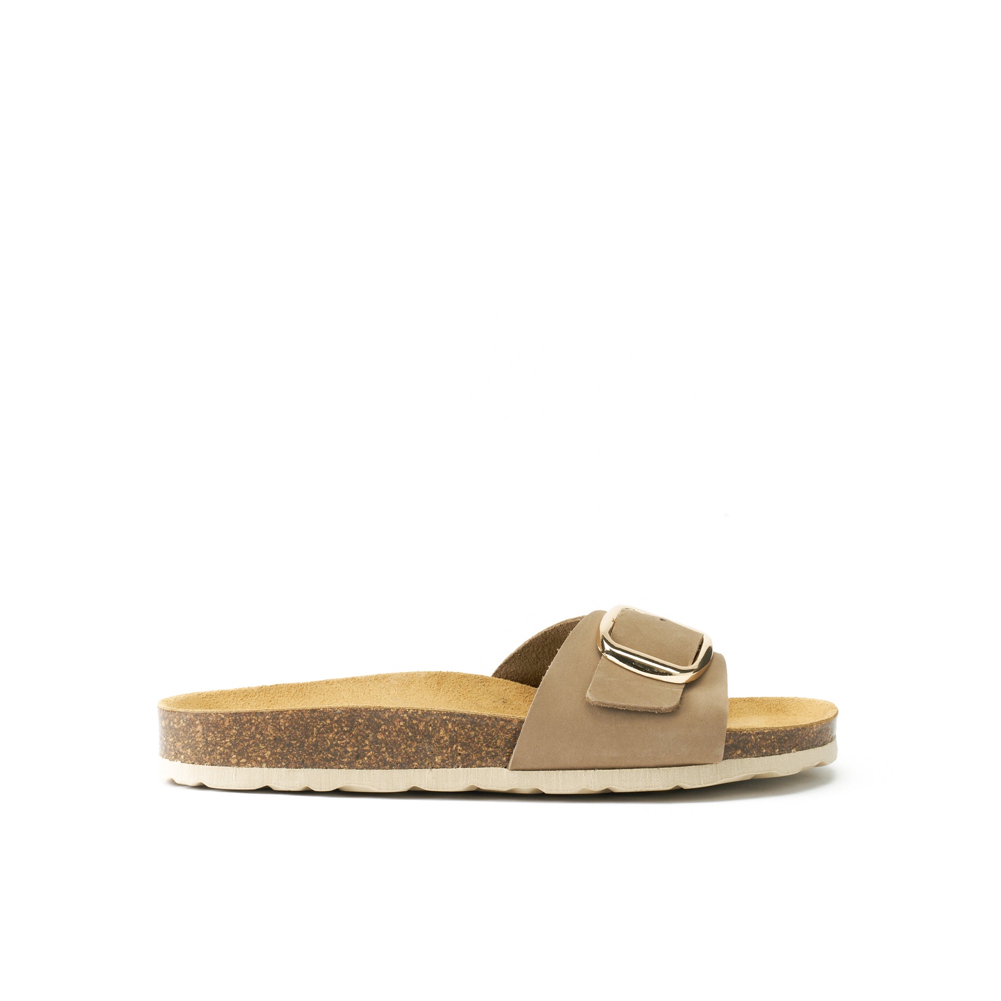 AGATA BIG BUCKLE NUBUCK TAUPE