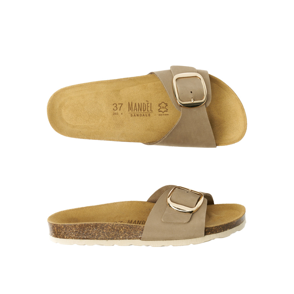 AGATA BIG BUCKLE NUBUCK TAUPE
