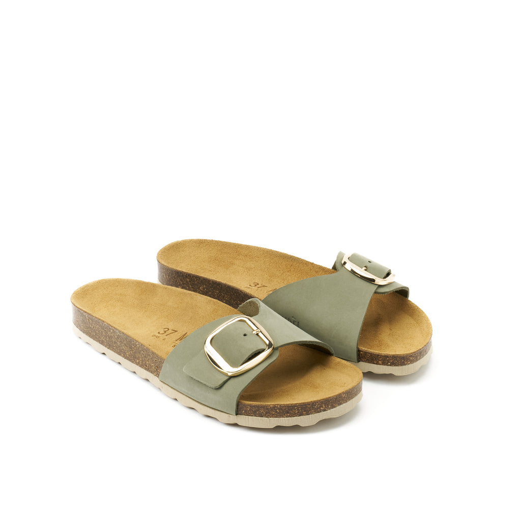 AGATA BIG BUCKLE NUBUCK OLIVE GREEN