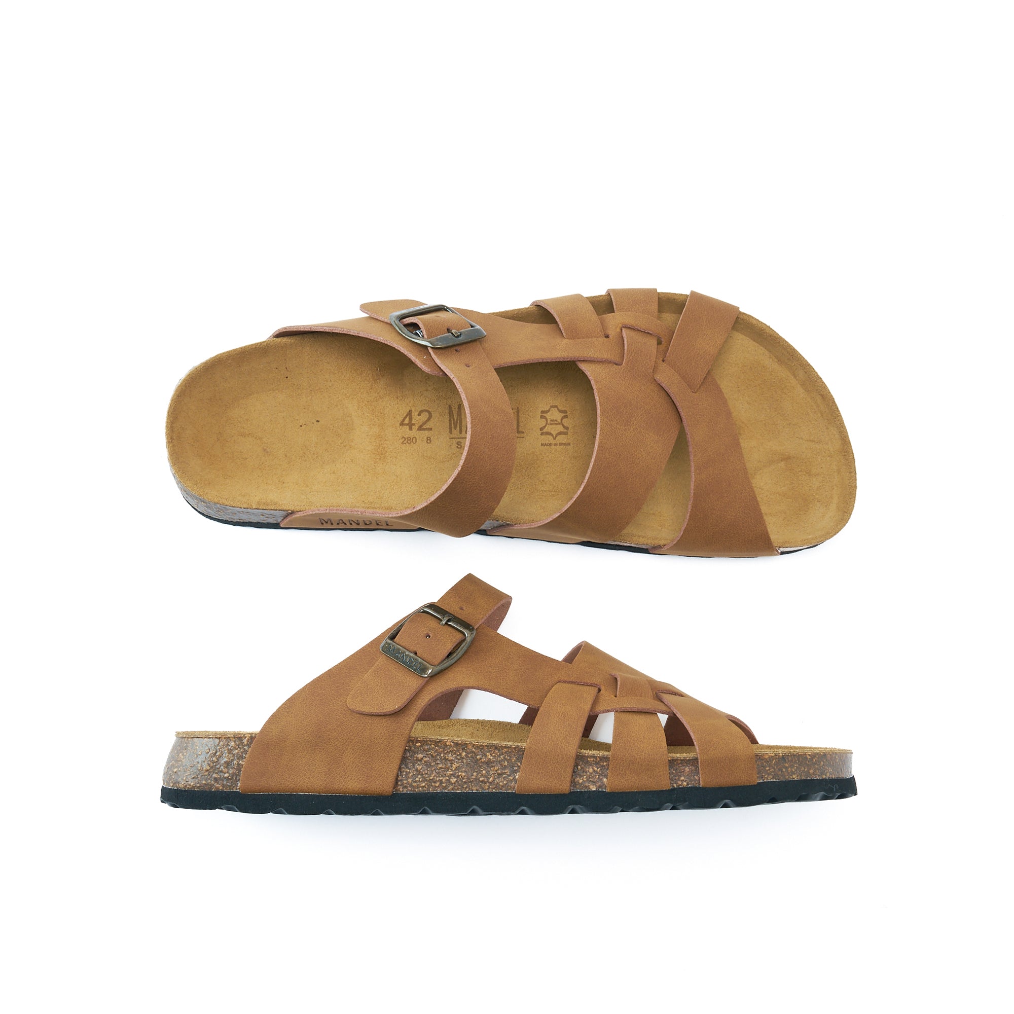 Cognac Brown multi-straps ALVARO made with eco-leather – Mandel