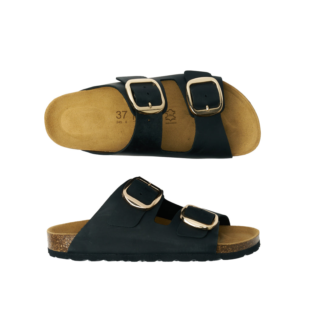 ALBERTO BIG BUCKLE OILED LEATHER BLACK