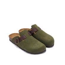 Charger l&#39;image dans la galerie, Moss Green sabot clogs NOE made with suede leather
