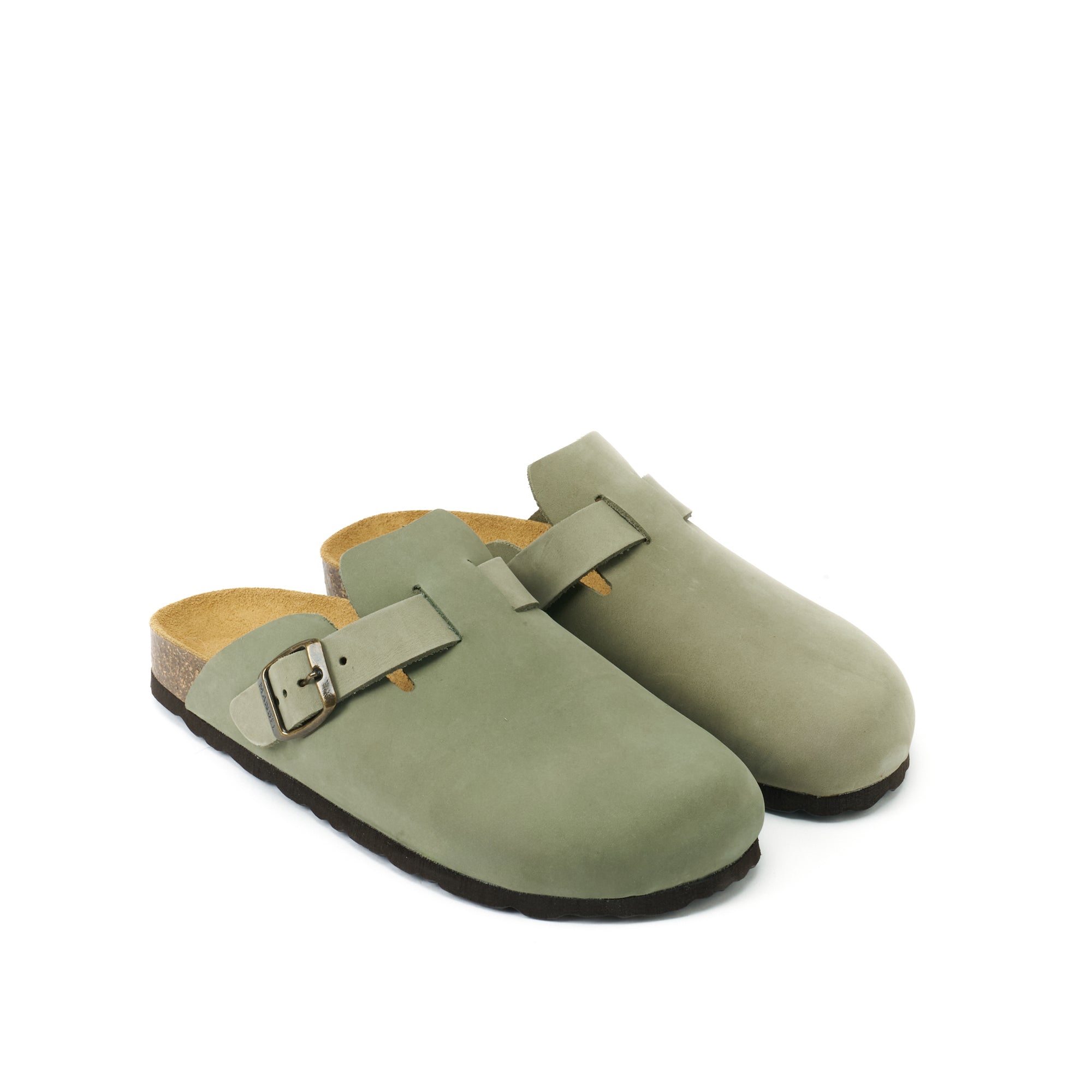 NOE NUBUCK OLIVE GREEN – Mandel Sandals