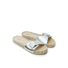 Load image into Gallery viewer, Silver espadrilles NORA made with eco-leather
