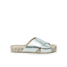 Load image into Gallery viewer, Silver espadrilles NORA made with eco-leather
