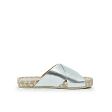 Load image into Gallery viewer, Silver espadrilles ZOE made with eco-leather
