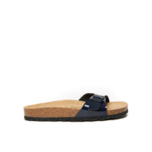Load image into Gallery viewer, Navy single-strap sandals AGATA made with eco-leather

