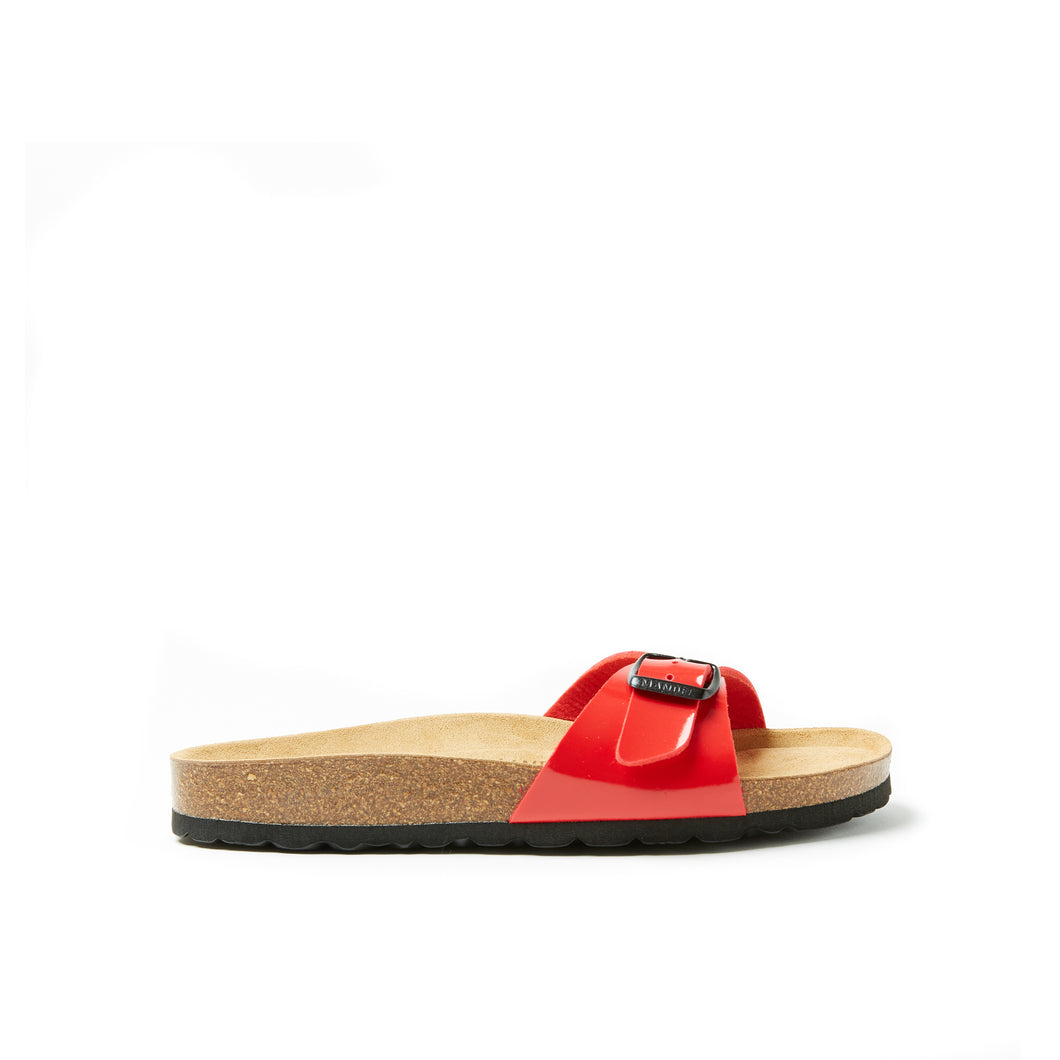 Red single-strap sandals AGATA made with eco-leather
