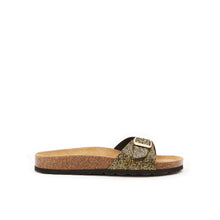 Load image into Gallery viewer, Gold single-strap sandals AGATA made with eco-leather

