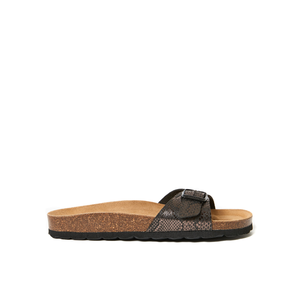 Black single-strap sandals AGATA made with eco-leather