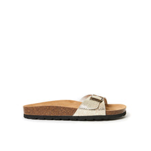 Load image into Gallery viewer, Platinum single-strap sandals AGATA made with eco-leather
