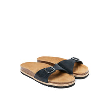 Load image into Gallery viewer, Black single-strap sandals AGATA made with leather
