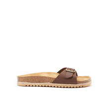 Load image into Gallery viewer, Dark Brown single-strap sandals AGATA made with leather
