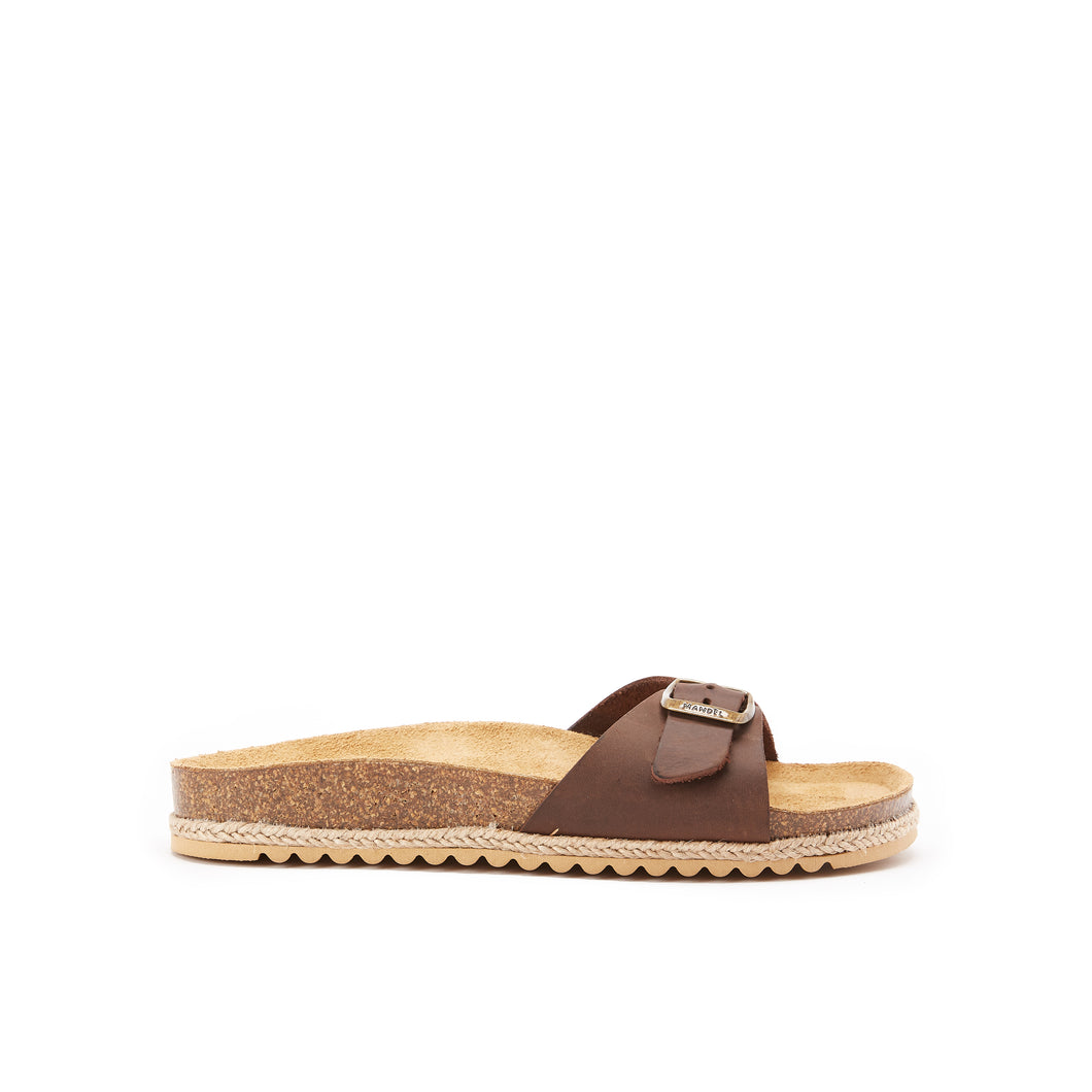 Dark Brown single-strap sandals AGATA made with leather