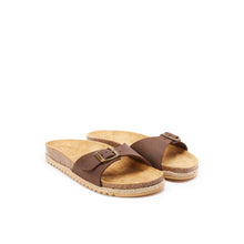 Load image into Gallery viewer, Dark Brown single-strap sandals AGATA made with leather

