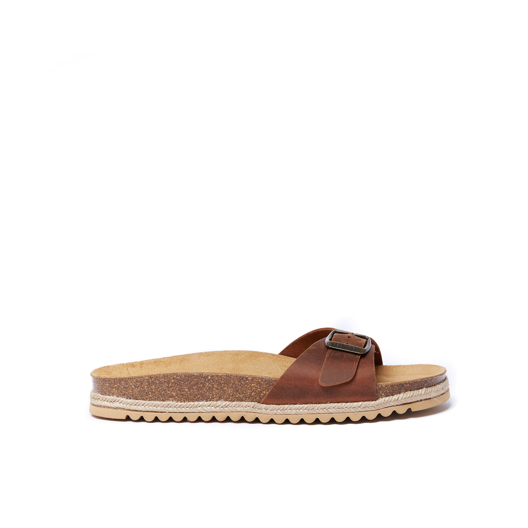 Brown single-strap sandals AGATA made with leather